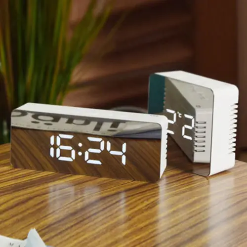 Уникальный светодиодный цифровой будильник ночник термометр дисплей зеркальная лампа