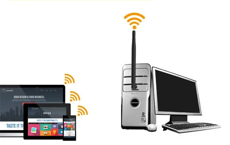 10 шт. мини Беспроводной компьютер сетевой адаптер 802.11n WiFi адаптер карты с 6dbi Wi-Fi Телевизионные антенны коробку mtk7601