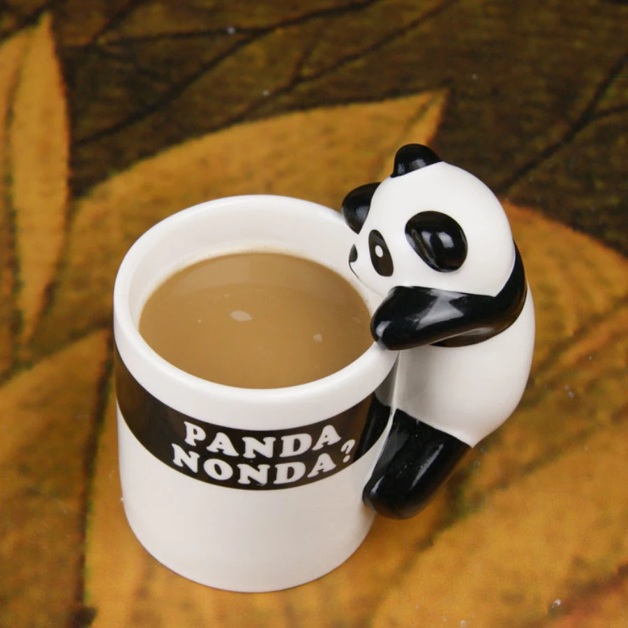 1Piece Cute Sculpted Panda Cheery Panda Nonda Mug Animal Design Ceramic