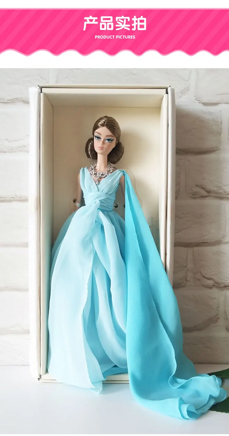 Оригинальная Барби принцесса голубая шифоновая Кукла Коллекция Золотой этикетки игрушки для девочек подарок на день рождения подлинные игрушки для детей