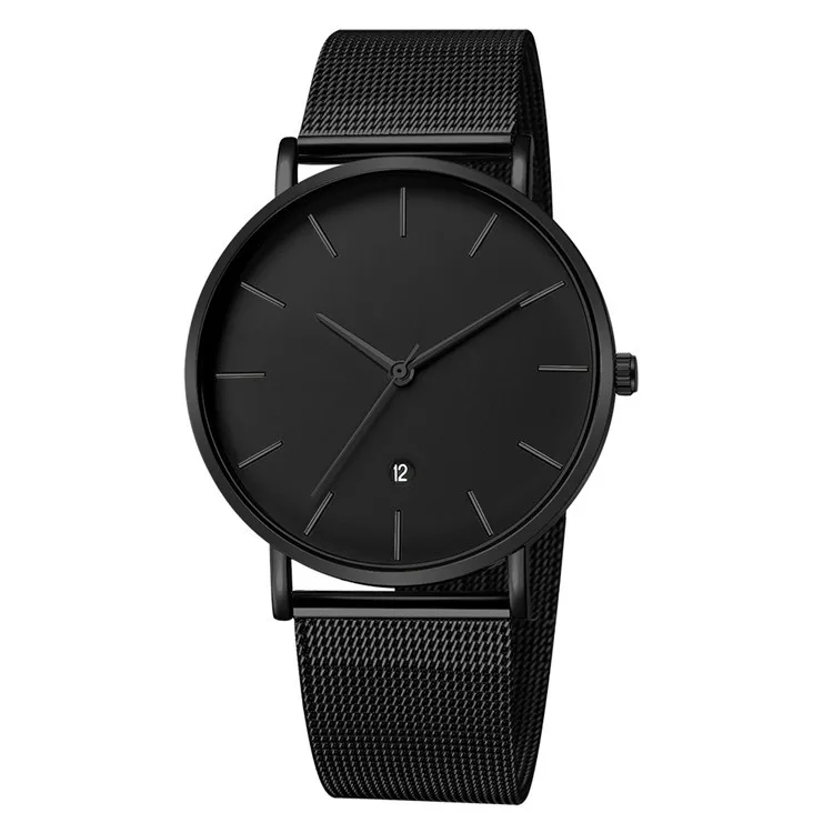 Черные кварцевые часы Мужские часы мужские модные повседневные наручные часы из нержавеющей стали наручные часы для мужчин часы Hodinky мужские подарки - Цвет: black black