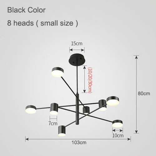 Современный светодиодный потолочный светильник в скандинавском стиле, подвесные светильники для гостиной, ресторана, спальни, люстра, освещение Lampadari Home - Цвет абажура: 8 heads black small
