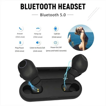 

1pair Bluetooth Earphone Sports Waterproof In-ear Stereo Wireless Earbud with Charging Pod