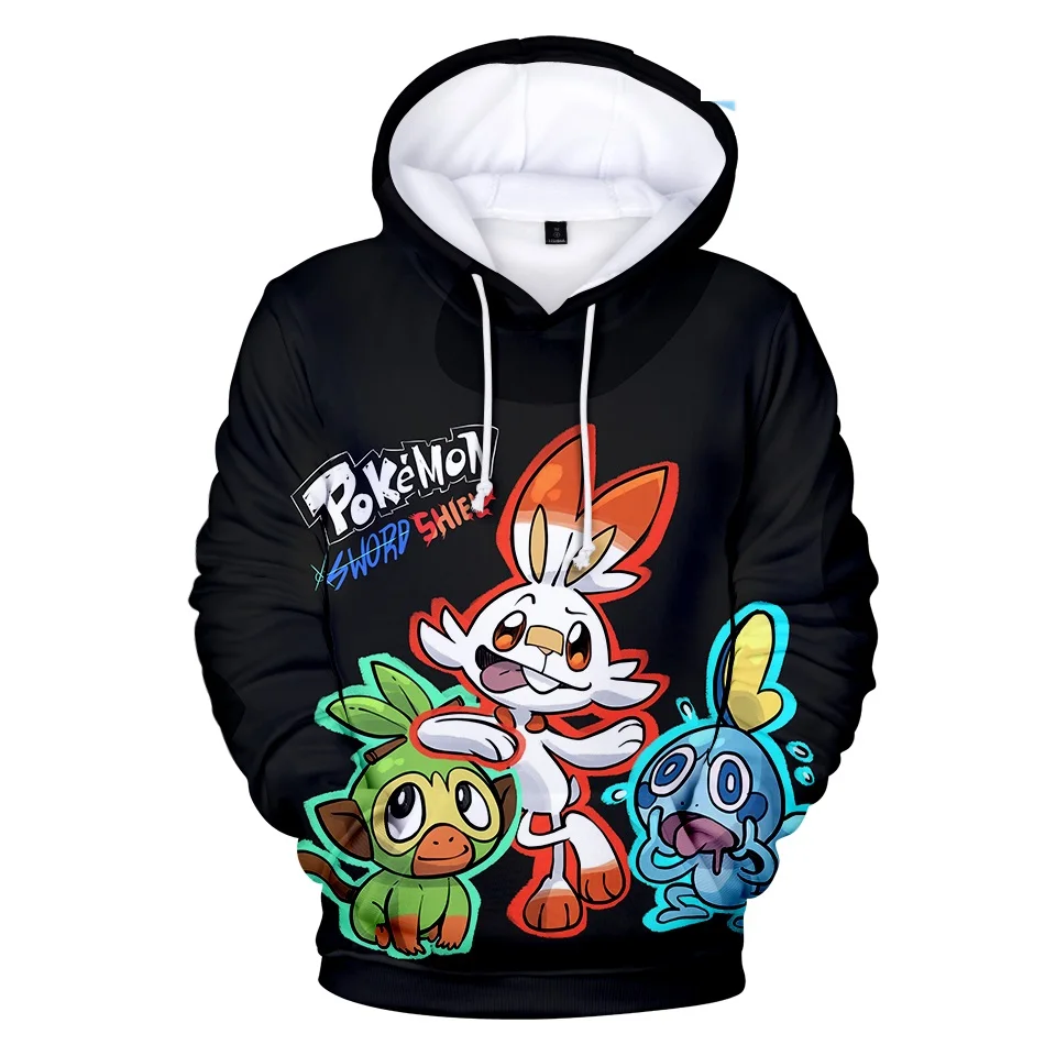 Anime Pokemon Sword and Shield 3D Sweatshirt Men Women Casual Harajuku Hip-Hop Pullover Long Sleeve Cartoon Pokemon Go Tracksuit
