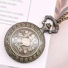 Новое поступление Ретро Девушка Wonderland тема бронзовые кварцевые карманные часы винтажные Fob часы Рождественский подарок на день рождения