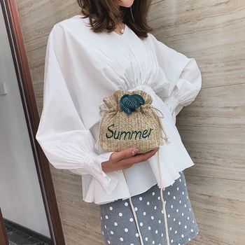 

BEAU-Summer Beach Women'S Woven Bag Handmade Shoulder Bag Rattan Tote Purse Bag Handbags Inclined Shoulder Bag Khaki