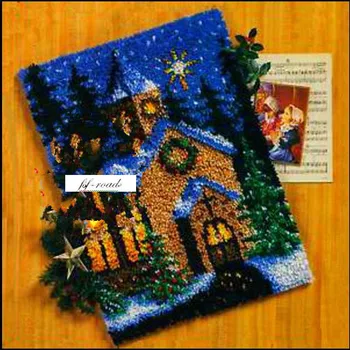 

snow scenery Hook Rug Kit DIY Unfinished Crocheting Yarn Mat Latch Hook Rug Kit Floor