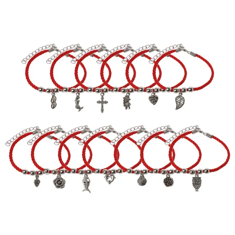 

Lucky Kabbalah Red Braided String Bracelets Shell Nut Cross Pendant Jewelry