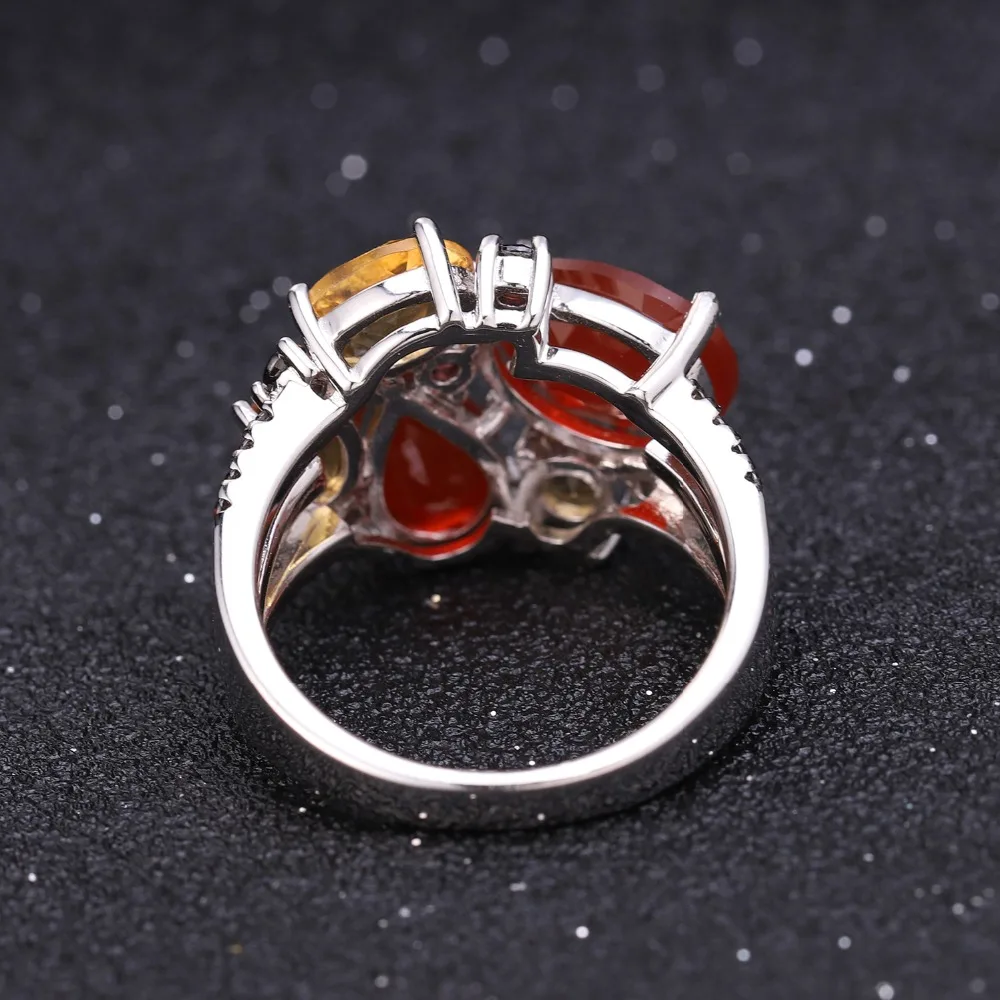 GEM'S BALLET, натуральный красный агат, геометрический сердолик, кольца, хорошее ювелирное изделие, 925 пробы, серебро, драгоценный камень, Винтажное кольцо для женщин, бижутерия