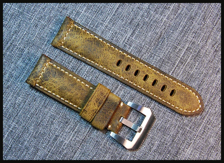 Prix pour 24mm À La Main Italien Brun Vintage Cuir Véritable Bande De Montre Bracelet Bracelet pour PAM Prix pour 24mm À La Main Italien Brun Vintage Cuir Véritable Bande De Montre Bracelet Bracelet pour PAM