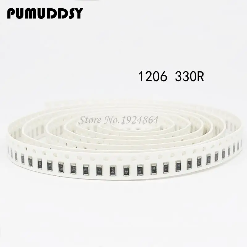 

100PCS 1206 SMD Resistor 330 ohm chip resistor 0.25W 1/4W 330R 331