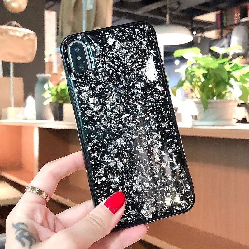 Роскошный блестящий Мраморный чехол из золотой фольги для телефона iPhone XR XS Max X