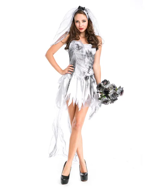 nueva horror fantasma vampiro oscuro femenino traje de novia vestido