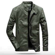 купить! 2019 весна осень PU кожаная куртка мужчины Slim Fit пальто стойка воротник с длинным рукавом куртки