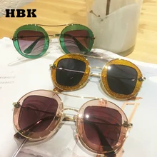HBK, женские популярные круглые солнцезащитные очки, новинка, Ретро стиль, двойной цвет, солнцезащитные очки для женщин и мужчин, Винтажные Солнцезащитные очки, маленькие пчелиные очки, UV400