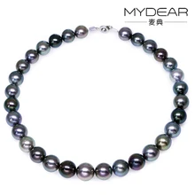 MYDEAR Fine Pearl Jewelry Real 12-14mm Big Tahitian Black Pearl Necklace Natural Color Pearl Women,Classic Pearl Strand Necklace