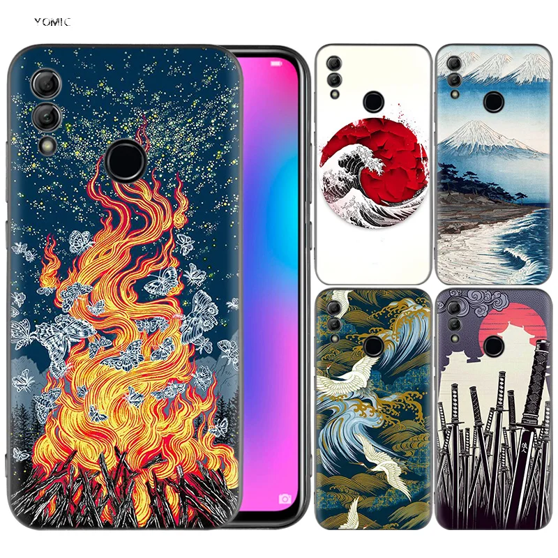 

Silicone Cover Case for Huawei Honor 10 9 Lite 8X 8C 8A Y6 Y7 Y9 7A Pro Prime 7C 2018 2019 V20 Japanese style Art Japan