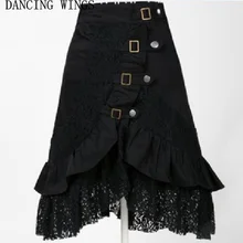 Новая модная кружевная Лоскутная черная Женская Асимметричная юбка в стиле панк, весенние Сексуальные облегающие вечерние юбки в готическом стиле
