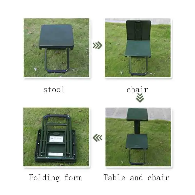 

High Quality Camouflage Portable Multifunction Collapsible Outdoor Camping Folding Iron Climb Mountain Fishing Stool Table Chair