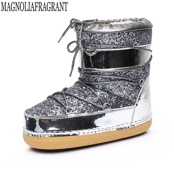 

new Snow Boots Brand Women Winter space Boots Antiskid Waterproof Flexible Women Fashion Casual Boots Sequined safety shoes k1