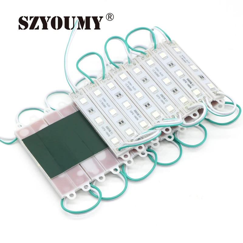 SZYOUMY 2000 шт. 3 светодио дный 5050 SMD светодио дный Модуль теплый белый зеленый синий и красный цвета RGB Водонепроницаемый IP65 высокое Яркость