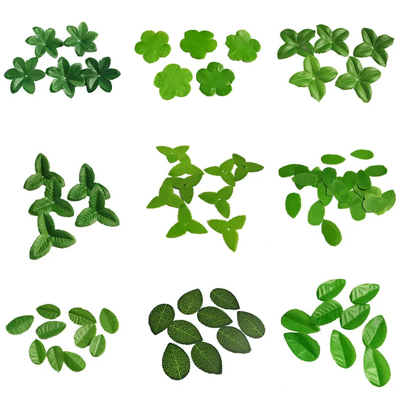 

10g/bag Artificial Silk Leaves Scrapbooking Craft Fake Flower Leaves for Home Wedding Decoration DIY Accessories Green Tree Leaf