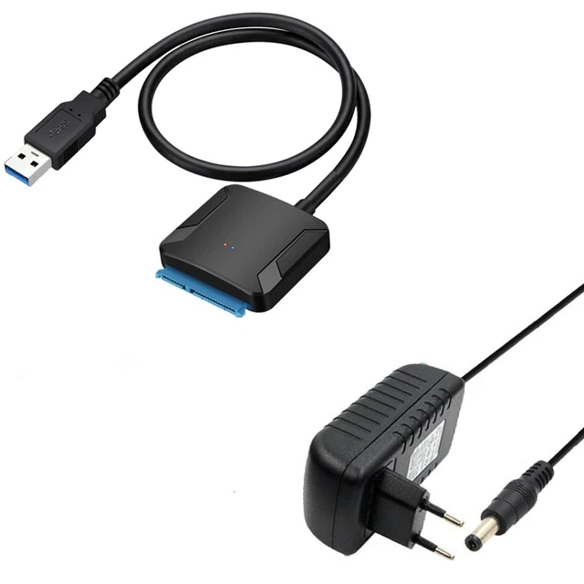 

SATA USB3.0 Adapter Cable Converter 22 Pin USB 3.0 To SATA Cable with EU US UK Adapter for 2.5 Inch 3.5 Inch HDD SSD Hard Disk