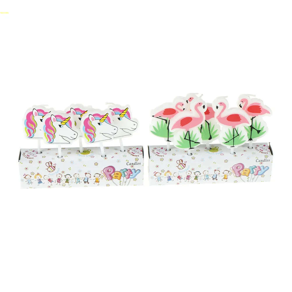 5PCS Flamingo Candle Unicorn Candle Birthday Party Decoration