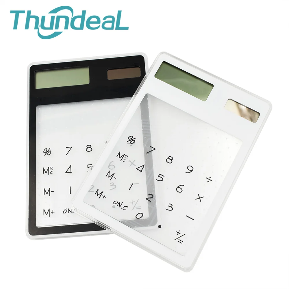 

Mini Solar Calculator Ultra Slim LCD 8 Digital Touch Screen Transparent Stationery Clear Scientific Calculator Student Office