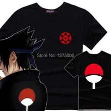 Как у героя мультфильма Саскэ футболка Для мужчин футболка с героями аниме «Наруто» семья Uchiha логотип Шаринган глаз символ Косплэй футболки по аниме; обувь в стиле Итачи футболка
