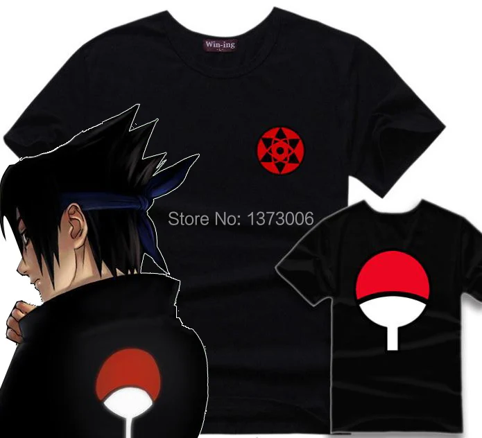 Мужская футболка Sasuke с рисунком из аниме Наруто логотипом Шаринган символ глаза