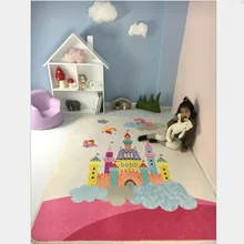 Розовый детский коврик с принтом замка, детский коврик для ползания для девочек, лучший любимый коврик с зайцем, ковер и Alfombra, коврики для детской комнаты