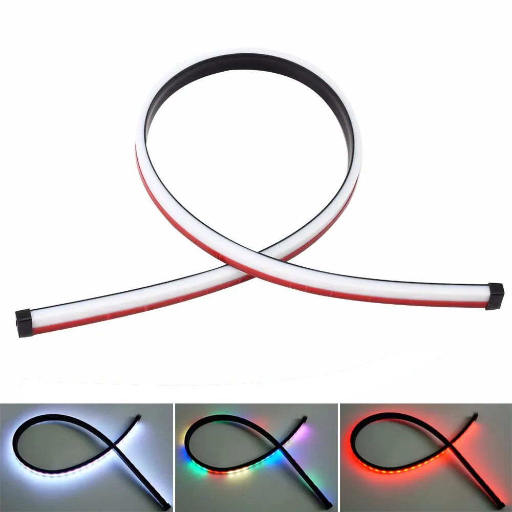 

1PCS Car Signal Light LED Flowing Additional Brake Strip Light 168CM Flexible IP68 High-mount Stop Warning Lamp 5 Models
