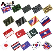 19 Styles National Flag Embroidery 3D Badge Patch Tactical Hunting Patch Armband with Sticker Backpack Badges
