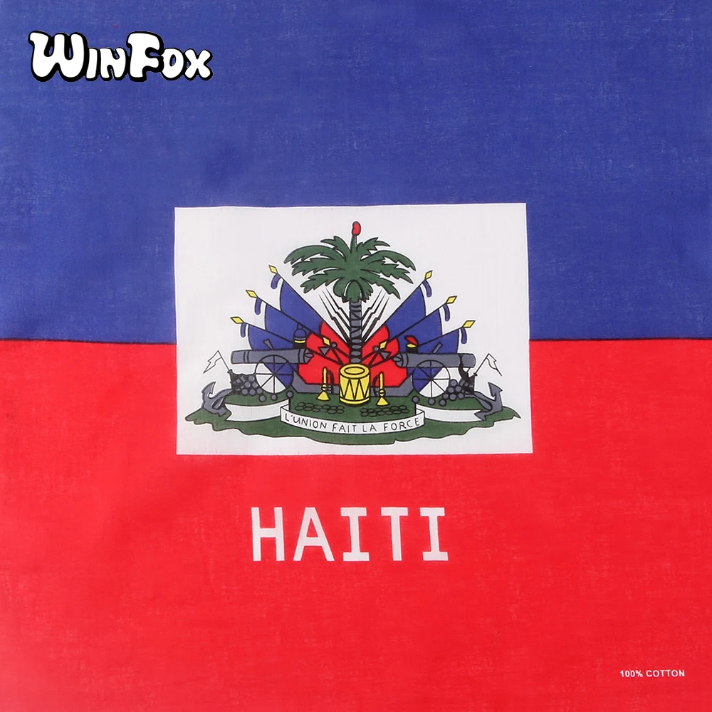 Модные банданы Winfox из 100% хлопка в стиле хип хоп с флагом Гаити темно синие красные