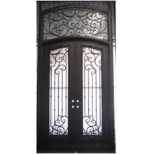Двойные двери из металлического стекла Роскошные двойные двери арочные двойные двери