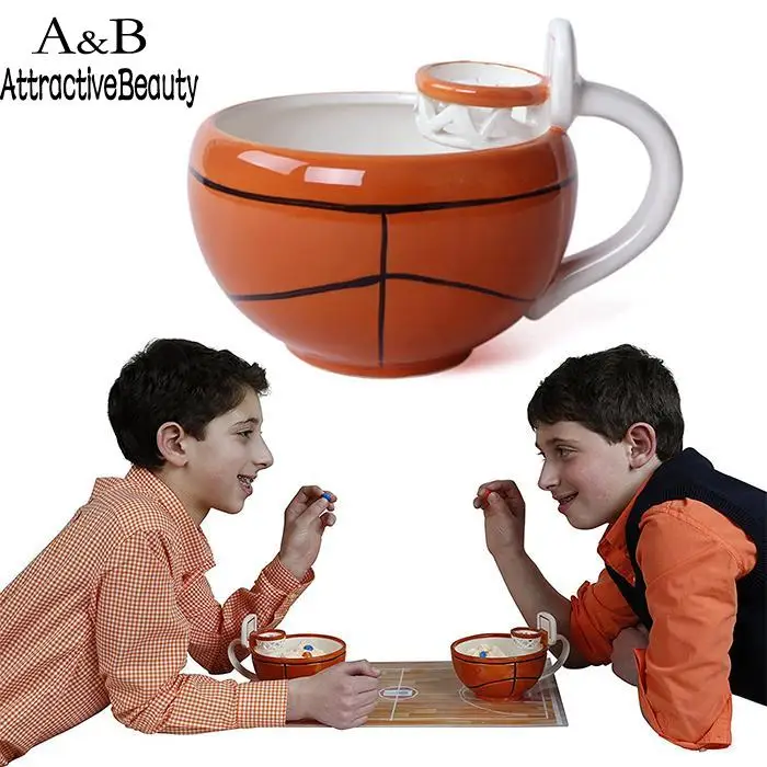 

Stands Cartoon Basketball Creative Pattern Mug Porcelain Coffee Water Cup Gift