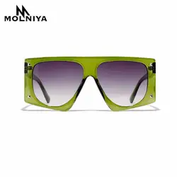 2020 стандартные Солнцезащитные очки женские мужские многоугольные Модные солнцезащитные очки с заклепками черные зеленые градиентные