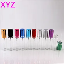 Xyz frasco de vidro vazio, frasco de vidro colorido, 5 ml, 10 ml, com atomizador, cosméticos vazios para viajar