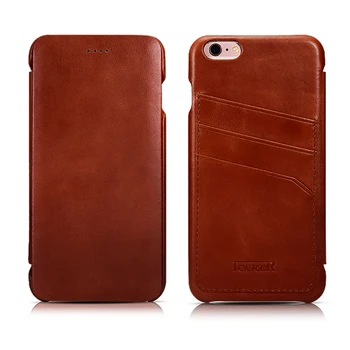 

Original ICARER For iPhone 6 6s Genuine Leather Three Cards Slot High Grade Vintage Flip Cover Cases