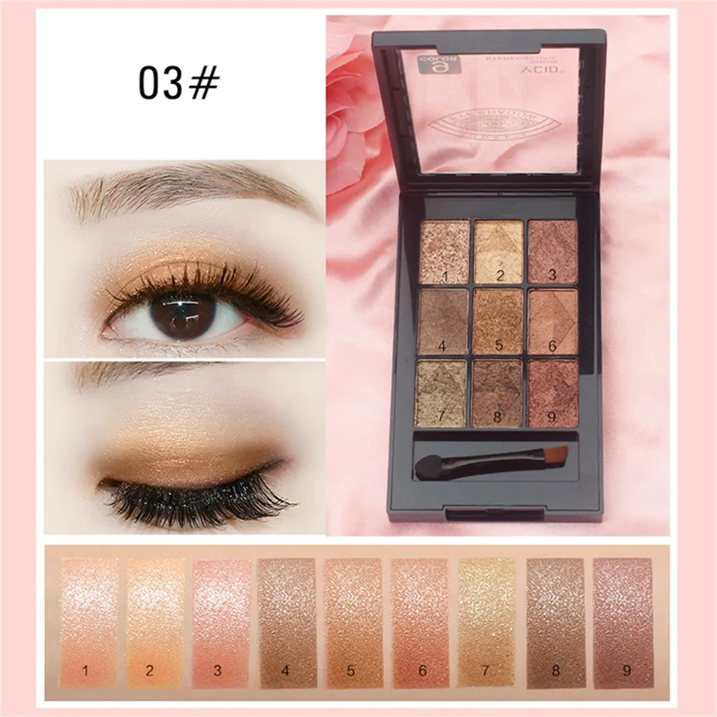 

9 Color Eye Shadow Smoky Makeup Brown Matte Pearl Light Eye Shadow Palette Eye Waterproof Cosmetic Sombra de olho