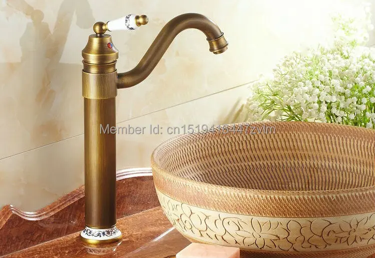 1" античный кран для ванной комнаты керамический кран для раковины 360 градусов вращение на бортике античный умывальник смеситель кран ZR121