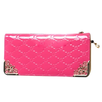 

Women's Long section fashion High capacity Quilted Patent leather clutch