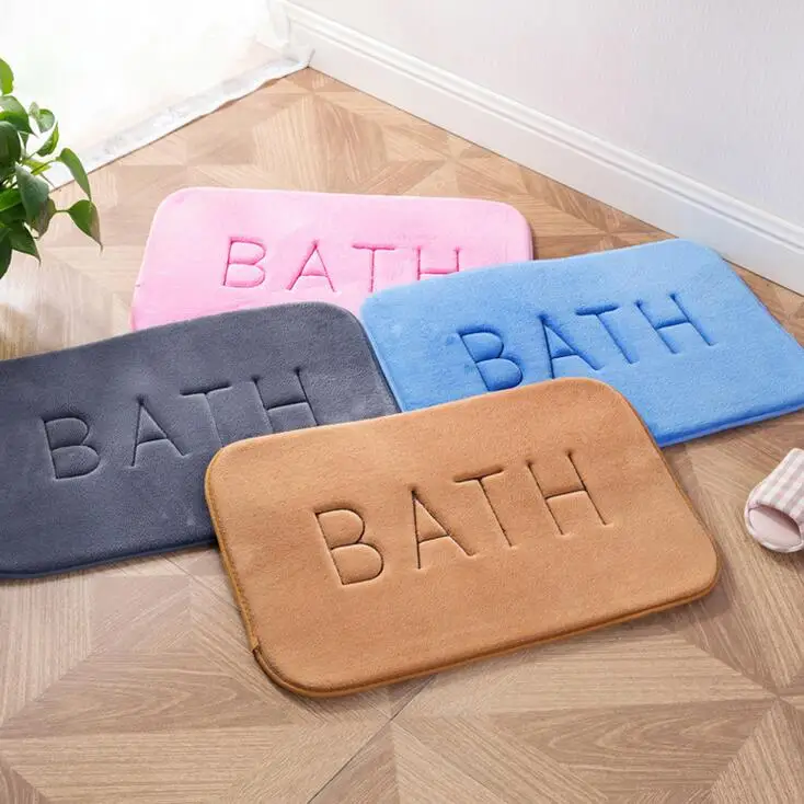 Solid Bathroom Rugs Square Anti Slip Flooring Mat Soft Carpet For Bathroom And Kitchen Non Slip