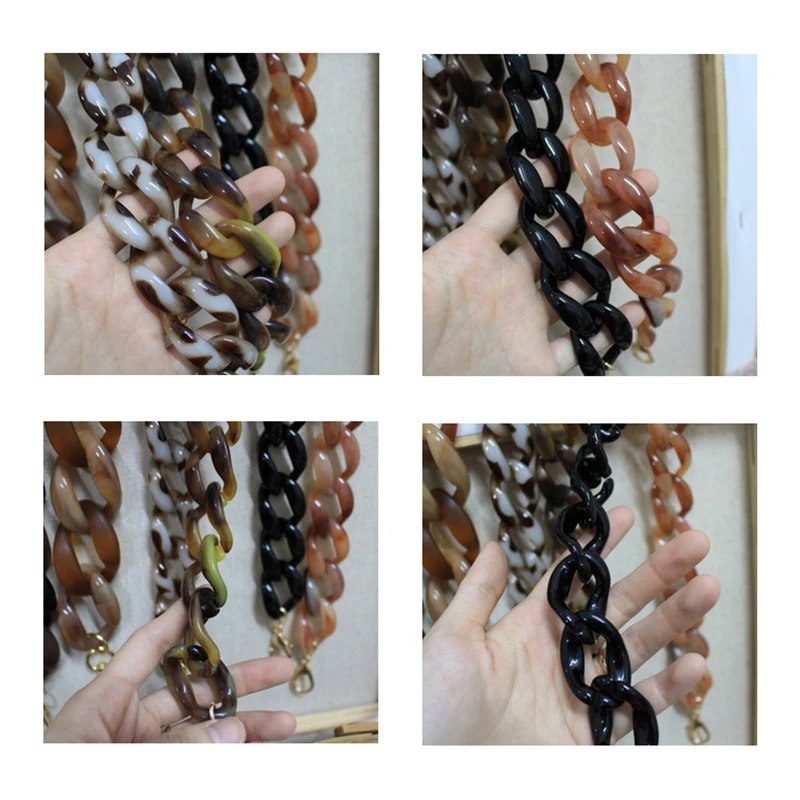 36cm Detachable Acrylic Resin Chain Bag Strap Handbag Retro Colorful Short Replacement Shoulder Strap Bag Belt Bag Accessories