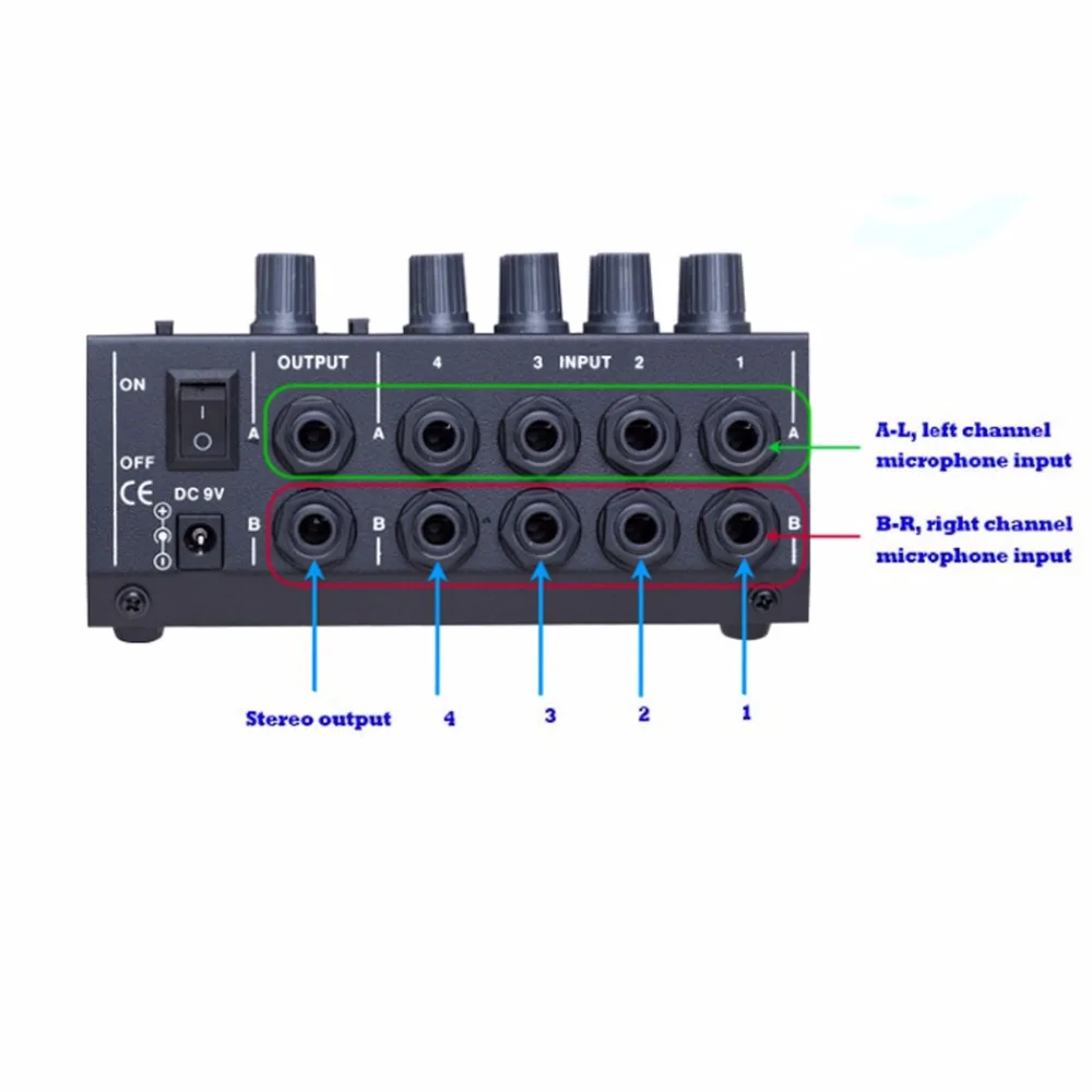 Высокое качество микшер портативный переключаемый стерео 4& моно 8 каналов микрофон аудио мини микшер консоль может питаться от 9 В батареи