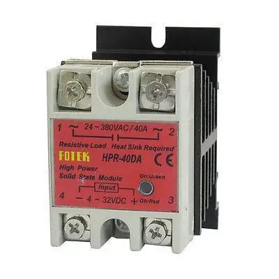 

Solid State Module Relay HPR-40DA 40A 4-32V DC 24-380V AC w Aluminum Heat Sink