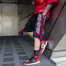 Летние Брендовые мужские шорты, одежда в стиле хип-хоп, мужские короткие спортивные штаны, спортивные брюки, уличная одежда, сетчатые шорты с принтом, мужские шорты