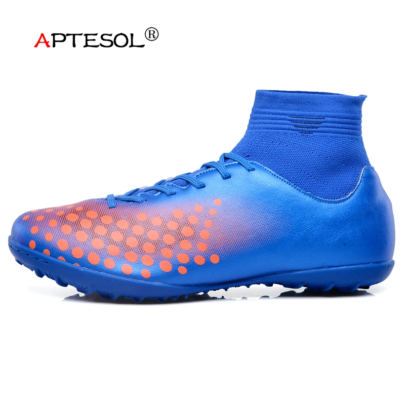 APTESOL Men Youth Indoor Turf Soccer Shoes Men's High Ankle Rubber High