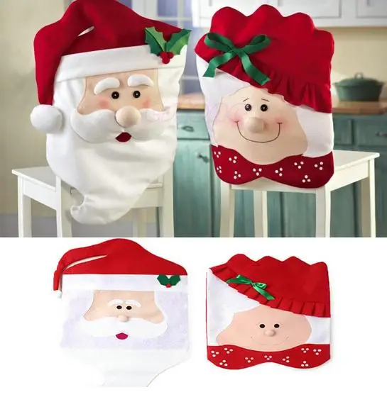 Free Shipping Christmas Decorations 1Pair Lovely Mr & Mrs Santa Claus Christmas Dining Room Chair Cover Home Party Decor Free Shipping Christmas Decorations 1Pair Lovely Mr & Mrs Santa Claus Christmas Dining Room Chair Cover Home Party Decor